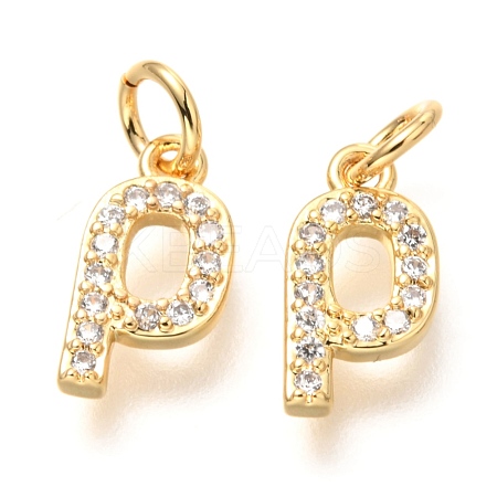 Brass Micro Pave Cubic Zirconia Charms ZIRC-O037-24G-1