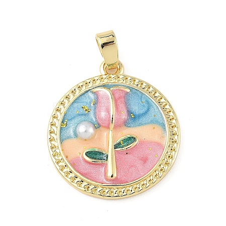 Brass Enamel Pendants KK-D358-01C-G-1