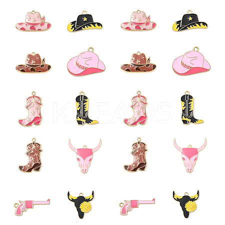 10Pcs 10 Styles West Cowboy Theme Alloy Enamel Pendants ENAM-YW0004-51-1