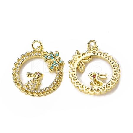 Brass Micro Pave Cubic Zirconia Pendants KK-E068-VB006-1