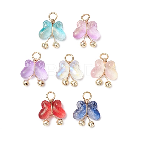 Transparent Baking Paint Glass Pendants PALLOY-JF03616-S-1