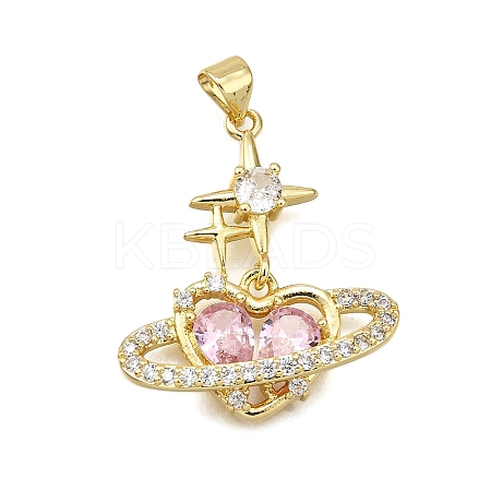 Brass Micro Pave Cubic Zirconia Pendants KK-K401-02B-G-1