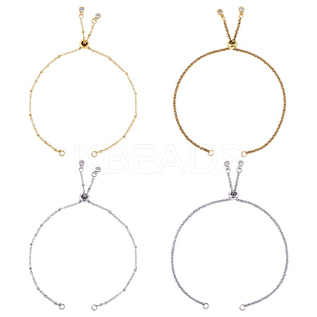 2 Sets 2 Colors 304 Stainless Steel Satellite Chain Bracelet Slider Making MAK-TA0001-22-1