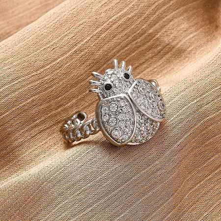 Brass Micro Pave Cubic Zirconia Adjustable Open Cuff Rings for Women RJEW-A072-01A-P-1