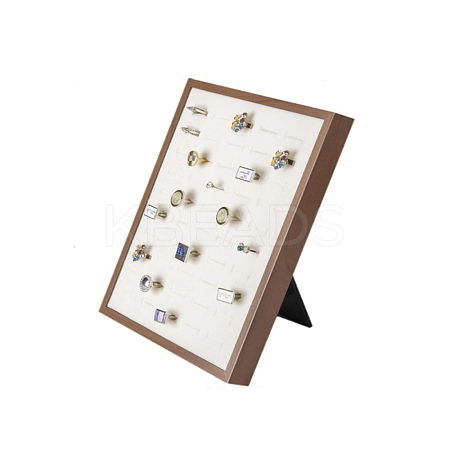 50-Slot Foldable Retangle Wood Slant Back Ring Display Frame RDIS-WH0009-021-1