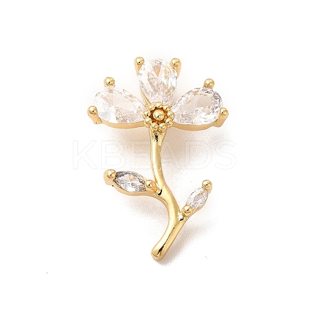 Rack Plating Brass Micro Pave  Cubic Zirconia Pendants KK-B068-23G-1