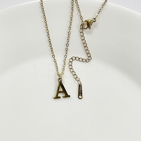 304 Stainless Steel Letter Pendant Necklaces NJEW-WH0027-26A-G-1