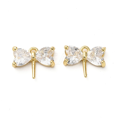 Brass Micro Pave Cubic Zirconia Charms KK-B142-09G-01-1