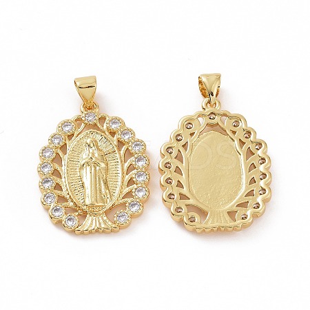 Brass Micro Pave Clear Cubic Zirconia Pendants ZIRC-F135-21G-1