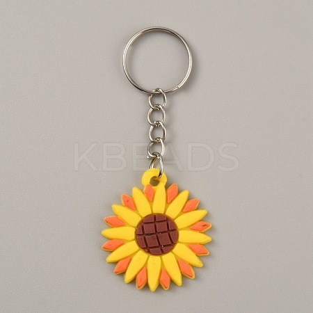 Cute Sunflower Keychain KEYC-WH0029-60-1