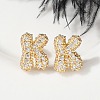 Brass Micro Pave Cubic Zirconia Stud Earrings EJEW-Z091-04G-K-5