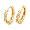 Twist Brass Clear Cubic Zirconia Hoop Earrings EJEW-Q016-19G-3