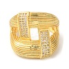 Double Layer Brass Micro Pave Cubic Zirconia Open Cuff Rings X-RJEW-U008-09G-2