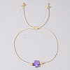 Adjustable Rainbow Dyed Shell Cross Braided Bead Bracelets for Women DZ6787-3-1