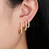 S925 Sterling Silver Geometric Hoop Earrings with Sparkling Diamonds HO0810-4-1