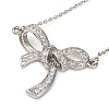 Brass Micro Pave Clear Cubic Zirconia Bowknot Pendant Necklaces NJEW-F326-04P-1