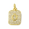 Rack Plating Brass Micro Pave Clear Cubic Zirconia Charms KK-G501-01O-G-1
