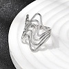 5Pcs 304 Stainless Steel Open Cuff Rings for Women RJEW-K313-07P-3