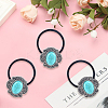 3Pcs Alloy & Resin Imitation Synthetic Turquoise Hair Ties OHAR-CY0001-10A-7