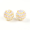 Stripe Pattern Resin AB Rhinestone Round Beads RESI-S313-18x20-12-1