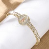 Brass Micro Pave Clear Cubic Zirconia Rectangle Link Chain Bracelets for Women BJEW-U044-01A-G-1