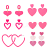 6 Pairs 6 Style Plastic & Acrylic Heart Dangle Stud Earrings EJEW-AN0003-58-1