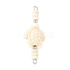 10Pcs 2 Colors Dyed Synthetic Turquoise Turtle Rondelle Beaded Connector Charms PALLOY-JF04013-4