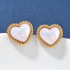 304 Stainless Steel Shell Heart Stud Earrings for Women LS-EJEW-Z095-02G-1