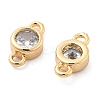 Brass Clear Cubic Zirconia Connector Charms KK-G516-12G-2