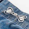 6Pcs 3 Colors Heart Shape Alloy Adjustable Jean Button Pins FIND-LP0007-80-3