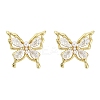 Butterfly Brass Micro Pave Cubic Zirconia Stud Earrings EJEW-M082-17G-02-2