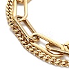 PVD Vacuum Plating 201 Stainless Steel Paper & Curb Chains Double Layered Multi-strand Bracelet for Women BJEW-A126-19G-2