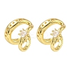 C-Shaped with Star Brass Micro Pave Clear Cubic Zirconia Cuff Earrings EJEW-L316-01G-12-4