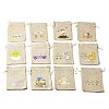 12Pcs 12 Styles Easter Egg Chick Rabbit Printed Rectangle Burlap Cloth Packing Pouches ABAG-U006-01-1