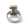 Letter Brass Micro Pave Clear Cubic Zirconia Open Cuff Ring for Women RJEW-N046-03I-P-3