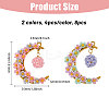 8Pcs 2 Colors Glass Seed Beads & Resin Pendants PALLOY-CA00039-2