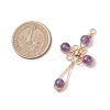 4Pcs 4 Styles Natural Amethyst & Carnelian(Dyed & Heated) & Green Aventurine & Tiger Eye Pendants PALLOY-TA00326-3
