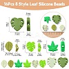 16Pcs 8 Style Leaf Silicone Beads SIL-CJ0001-73-2
