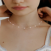 1Pc Round White Plastic Pearl & Alloy Link Chain Necklaces for Women NJEW-LP0007-36-1