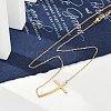 Ion Plating(IP) 304 Stainless Steel Religion Curved Cross Pendant Cable Chain Necklaces for Women NJEW-P320-13G-2