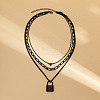 Punk Style Alloy 3 Layer Lock Pendant Necklaces for Women WG28CE4-01-4