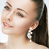1 Pair ABS Plastic Imitation Pearl Beaded Leafy Branch Dangle Stud Earrings EJEW-AN0001-51-5