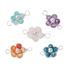 5Pcs 5 Styles Natural Amazonite & Apatite & Rose Quartz & Amethyst & Red Agate Faceted Round Beaded Flower Connector Charms PALLOY-JF03605-02-S-1