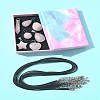 DIY Natural Rose Quartz Pendants & Waxed Cord Necklaces Making Kits DIY-FS0008-74-9