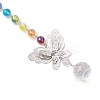 Chakra Glass Beads & Brass Butterfly Hanging Suncatchers HJEW-JM04683-4