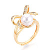 Bowknot Brass Micro Pave Clear Cubic Zirconia Adjustable Ring Settings KK-T076-27G-4