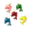 Brass Enamel Sea Animals Pendants KK-I378-14G-B-1