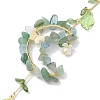Wire Wrapped Natural Green Aventurine & Aquamarine Chip & Brass Moon Hanging Ornaments HJEW-TA00216-4