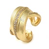 Brass Micro Pave Cubic Zirconia Open Cuff Ring RJEW-Q805-03G-1