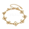 304 Stainless Steel Flower Link Chain Bracelets for Women STAS-H249-20G-3